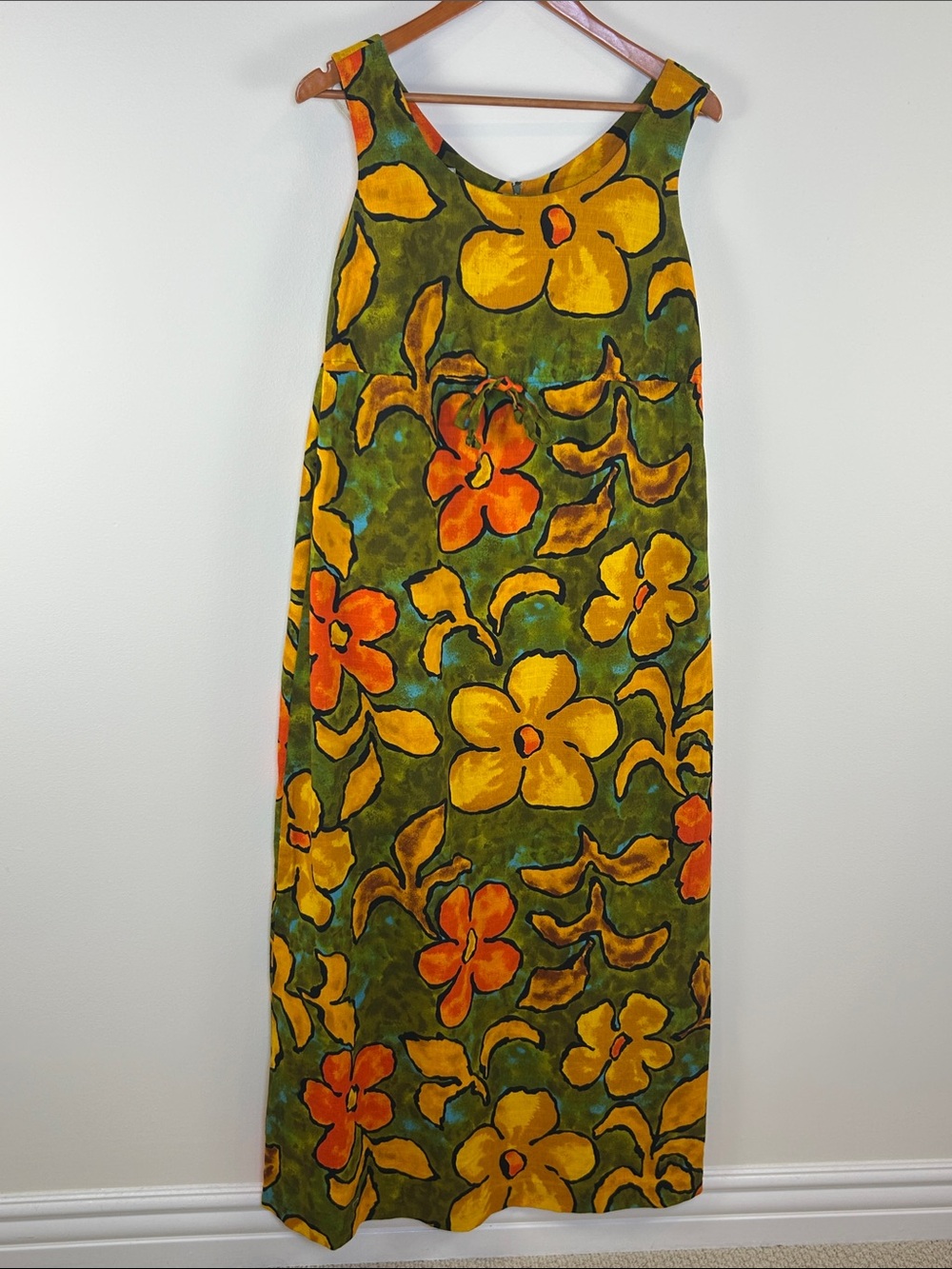 Vintage Hilo Hattie Psychedelic Tiki Hawaiian Maxi Dress 12
